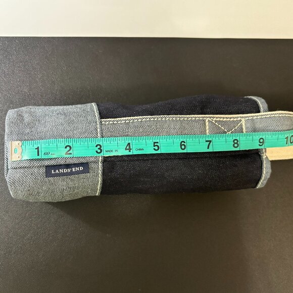 Brand New LANDS' END Two Tone Blue Denim Wine Tote Caddy Bag, For 1 Bottle - Picture 11 of 12